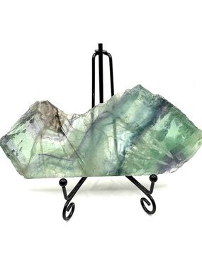 Rainbow Fluorite Crystal Slab- includes Metal Display Stand.